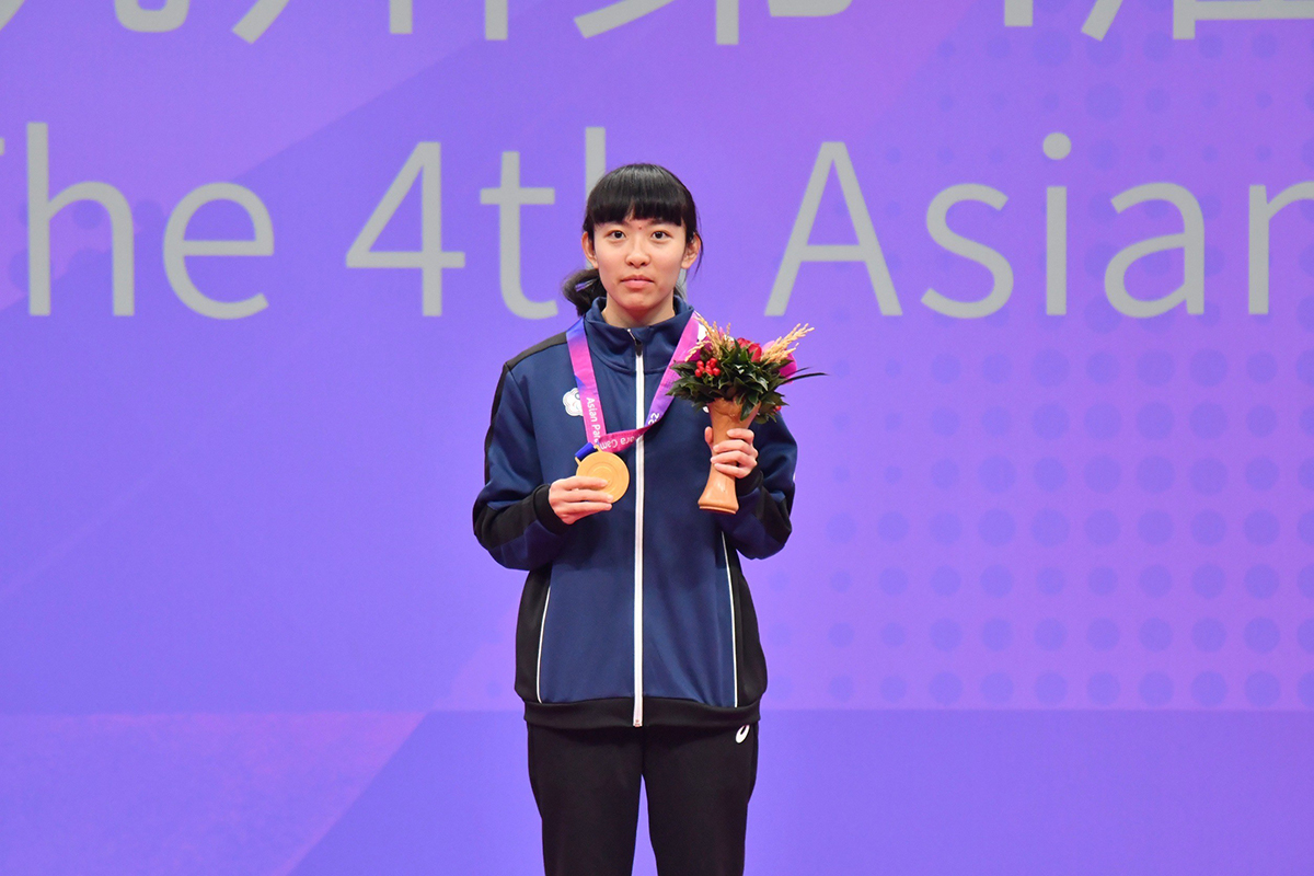 我國桌球女將林姿妤勇奪女子單打TT10級金牌。