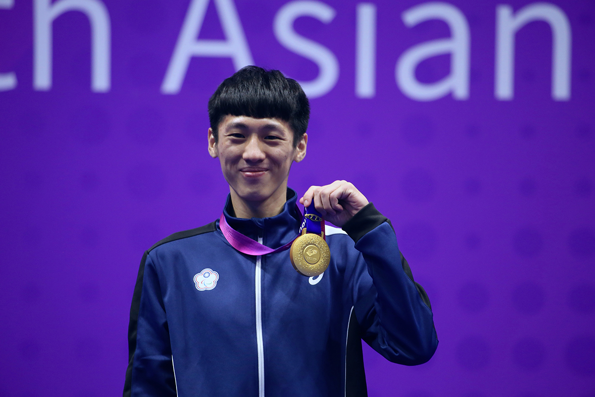 我國跆拳道好手蕭翔文勇奪男子K44-58公斤級金牌。