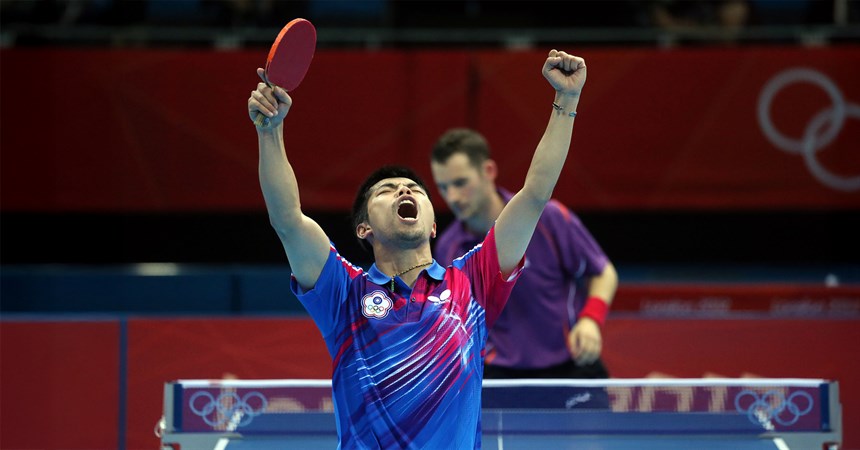 我國桌球好手莊智淵出賽男子單打，獲得第4名的佳績。