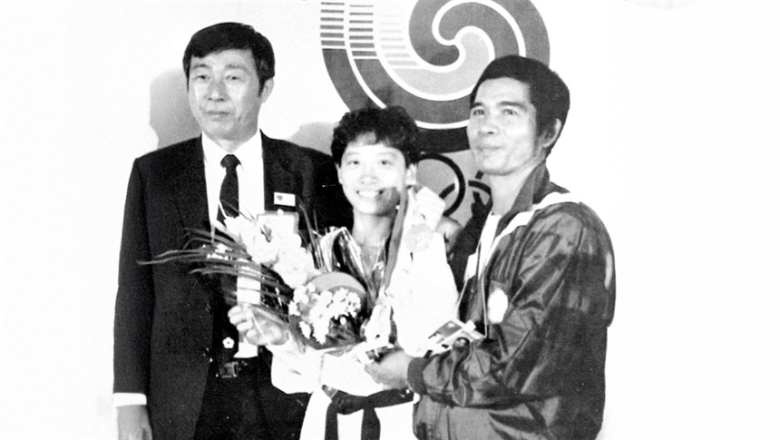 我國跆拳道好手秦玉芳勇奪金牌。