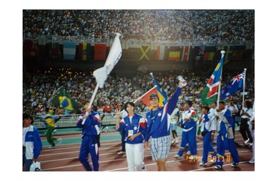 馬君萍「1997第6屆雅典世界田徑錦標賽」與王耀聰合照